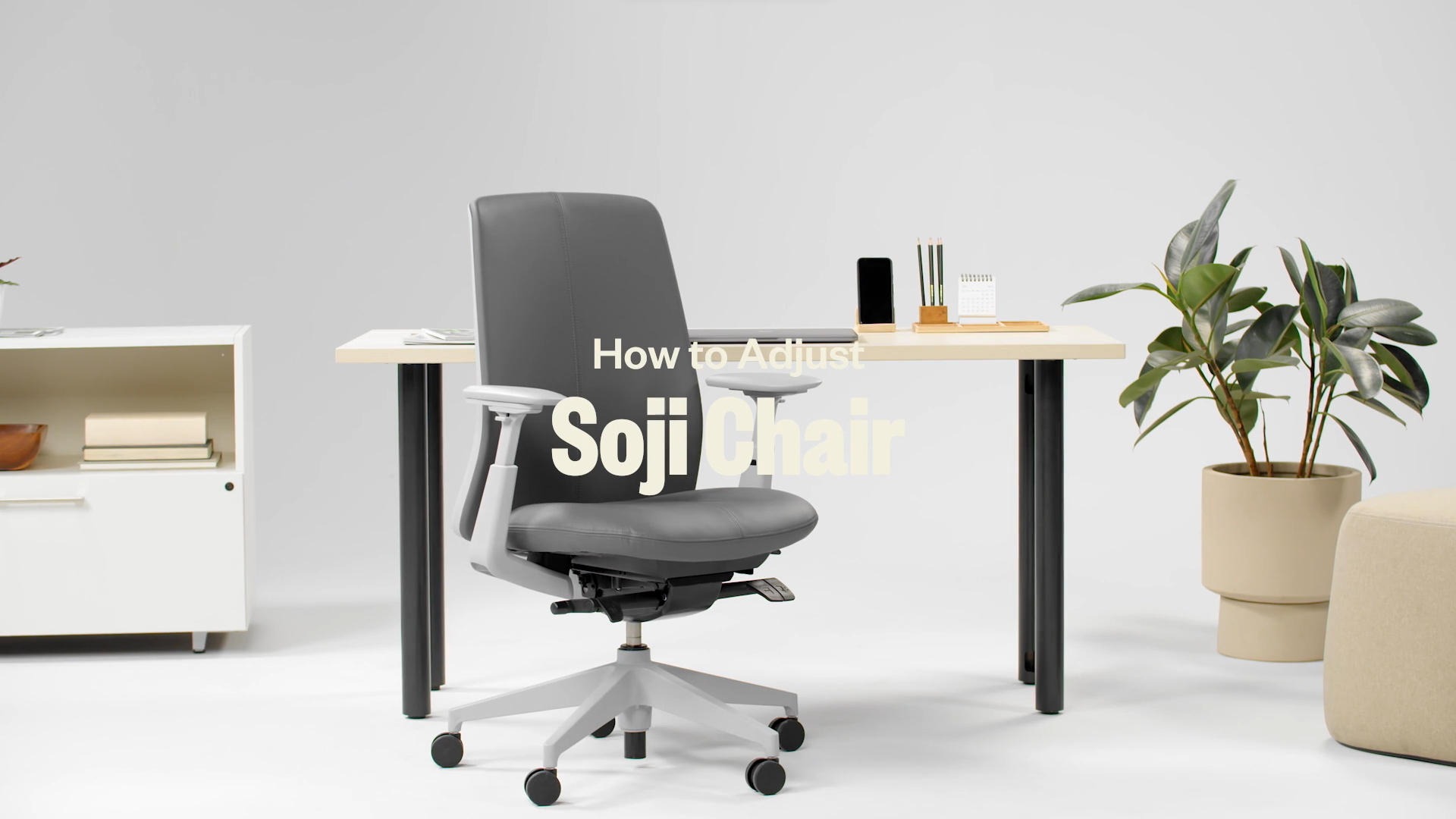 Load video: Instructions on how to adjust your Soji chair to fit you and the way you work.