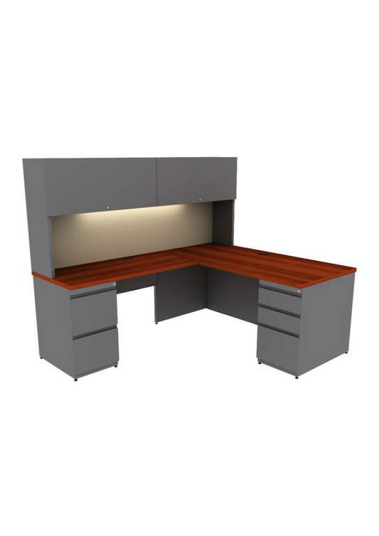 L Shape desk with hutch option