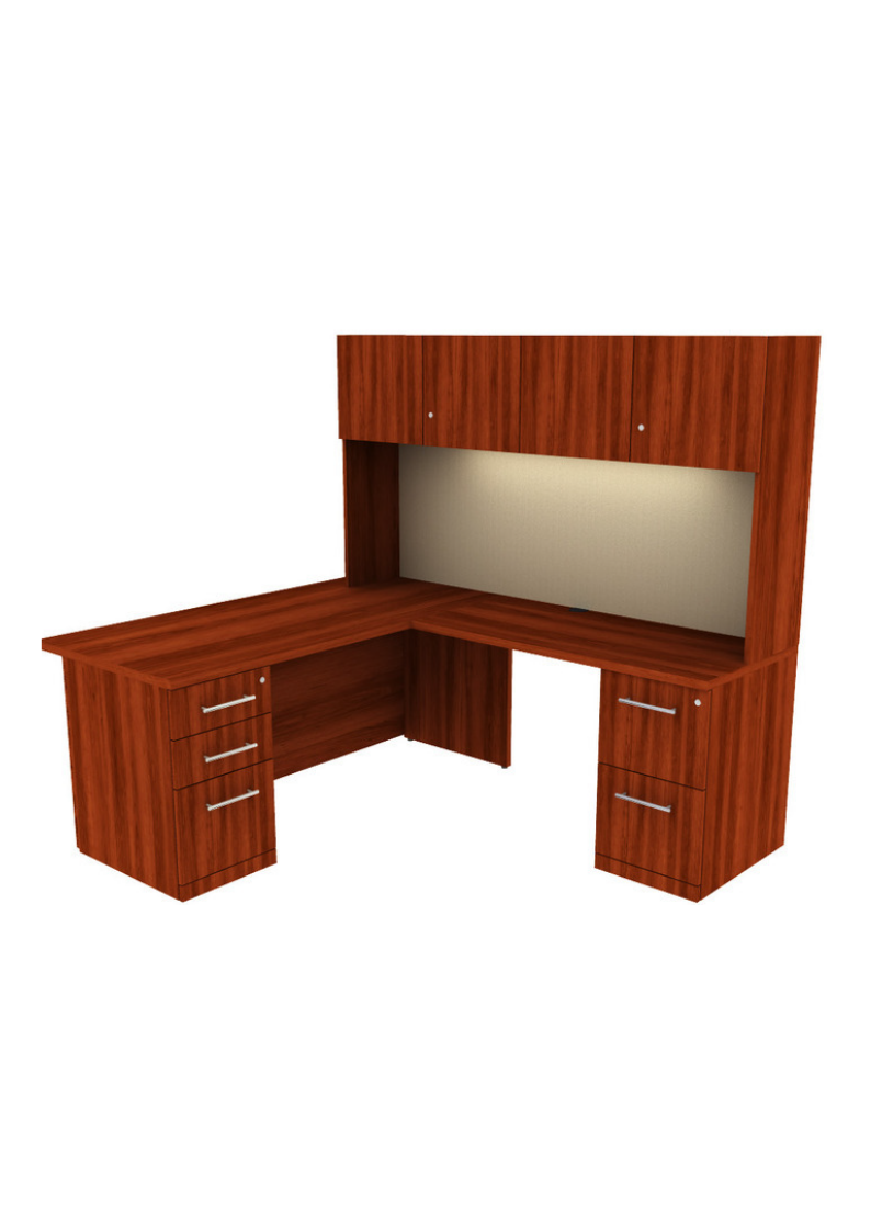 L shape laminate desk with hutch option
