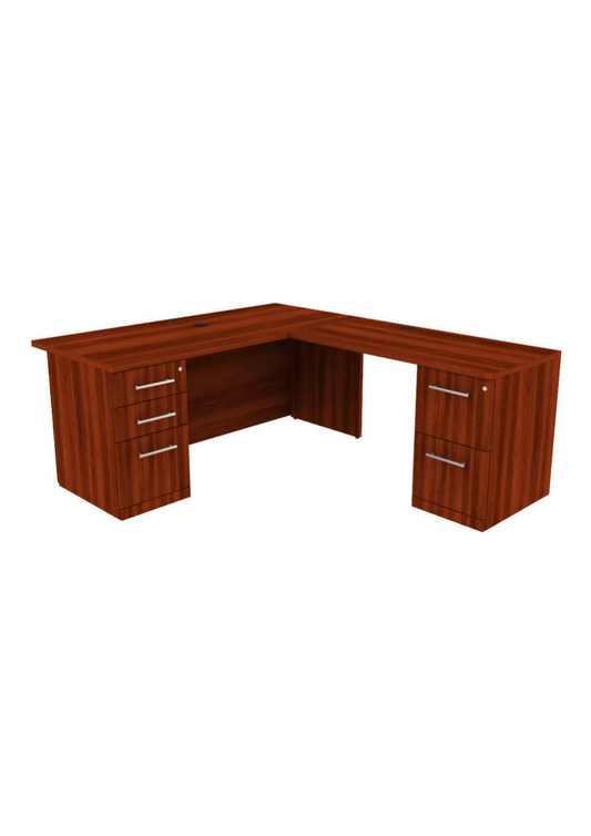 L shape laminate desk with hutch option